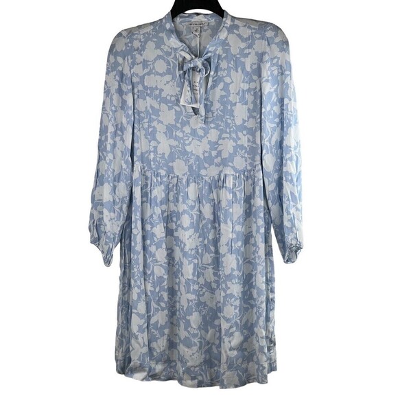 Free Assembly Dress Womens The Tie Neck Swing Dress Light Blue White Size XS - Picture 13 of 13